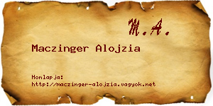 Maczinger Alojzia névjegykártya